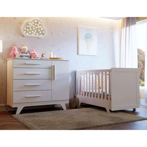 Imagem de Quarto de Bebê com Cômoda e Berço 100% MDF Jolie Retrô