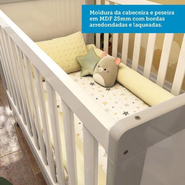 Imagem de Quarto de Bebê com Cômoda e Berço 100% MDF Jolie Retrô