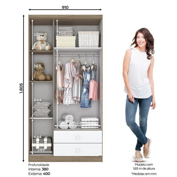 Imagem de Quarto de Bebê com Guarda-roupa 3 Portas Cômoda e Berço 3 em 1 com Colchão Espresso Móveis Branco/Rústico