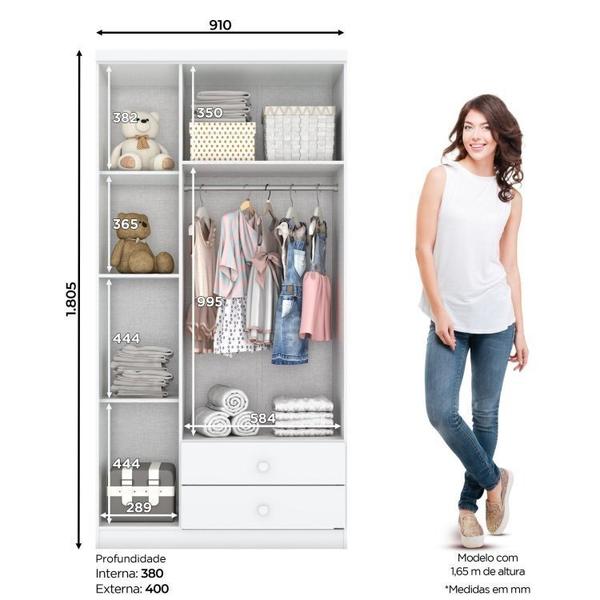 Imagem de Quarto de Bebê com Guarda-roupa 3 Portas Cômoda e Berço 3 em 1 com Colchão Espresso Móveis Branco