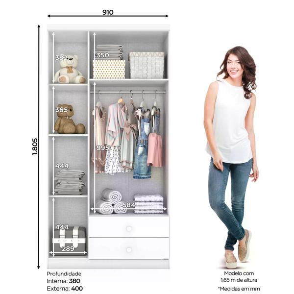 Imagem de Quarto de Bebê com Guarda Roupa 3 Portas Cômoda e Berço Faz de Conta Espresso Móveis Branco/Branco/Rosa