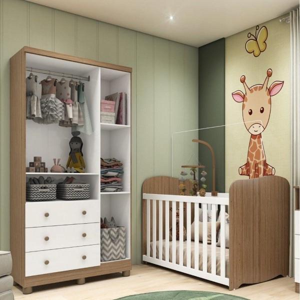 Quarto de Bebê com Guarda Roupa 3 Portas e Berço 100% MDF Pega-Pega - Espresso Móveis Imagem de Quarto de Bebê com Guarda Roupa 3 Portas e Berço 100% MDF Pega-Pega