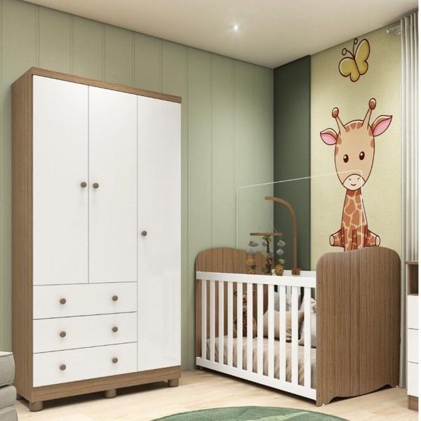 Quarto de Bebê com Guarda Roupa 3 Portas e Berço 100% MDF Pega-Pega - Espresso Móveis Imagem de Quarto de Bebê com Guarda Roupa 3 Portas e Berço 100% MDF Pega-Pega
