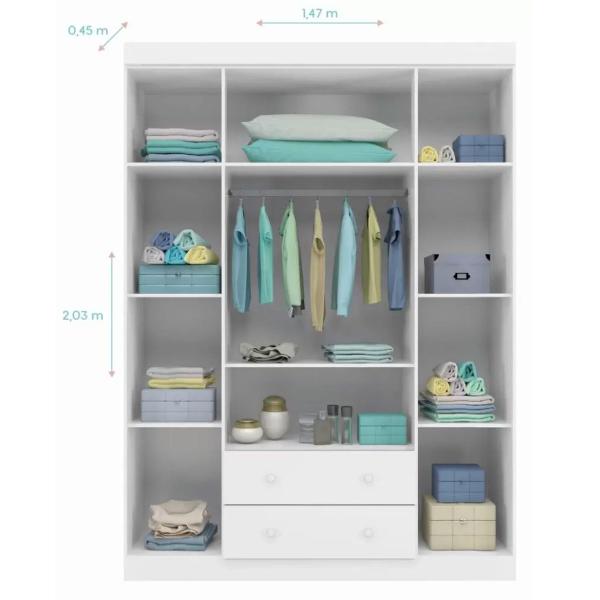 Imagem de Quarto de bebe com Guarda Roupa 4 Portas + Comoda Elisa 100% Mdf 