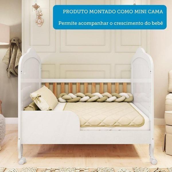 Imagem de Quarto de Bebê com Guarda-Roupa Cômoda e Berço com Capitonê 100% MDF Maya Provençal Espresso Móveis Branco Brilho/Amêndoa/Branco