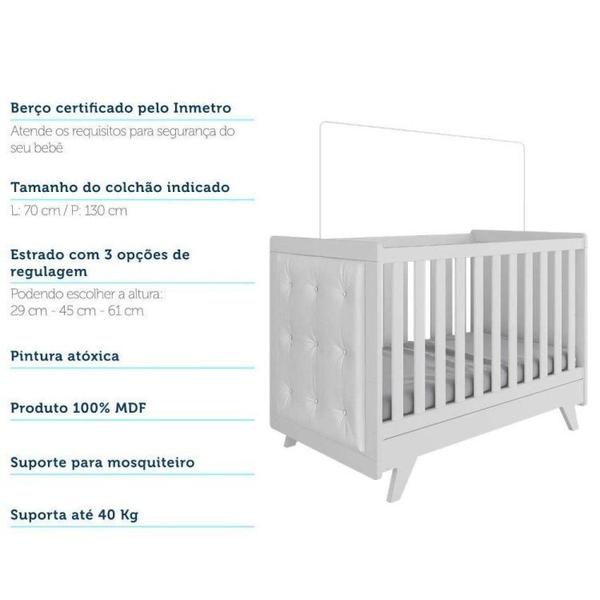 Imagem de Quarto de Bebê com Guarda Roupa e Berço com Capitonê Retrô Jolie