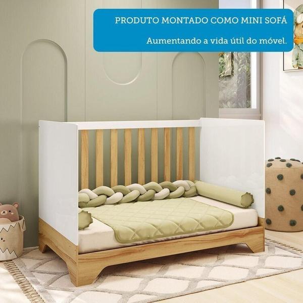 Imagem de Quarto de Bebê com Guarda-roupa e Berço Minicama 100% Mdf Liam Espresso Móveis Branco Brilho/Amêndoa