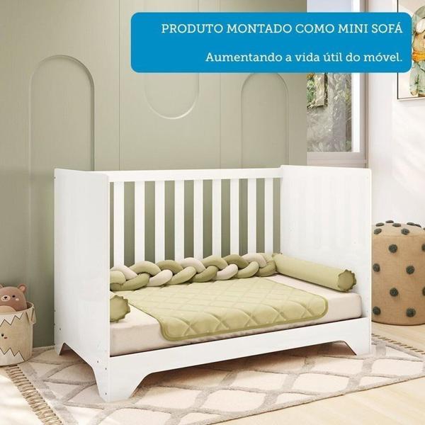 Imagem de Quarto de Bebê com Guarda-roupa e Berço Minicama 100% Mdf Liam Espresso Móveis Branco Brilho