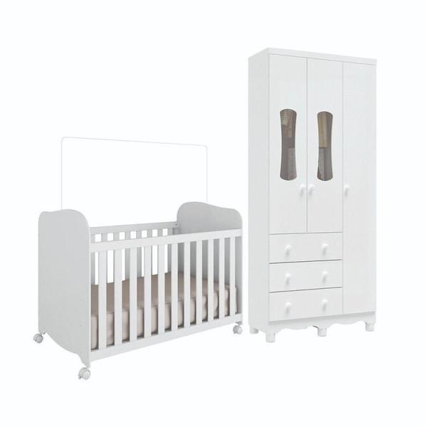 Quarto de Bebê com Guarda Roupas 3 Portas 3 Gavetas e Berço Espresso Móveis Branco Brilho Imagem de Quarto de Bebê com Guarda Roupas 3 Portas 3 Gavetas e Berço Espresso Móveis Branco Brilho