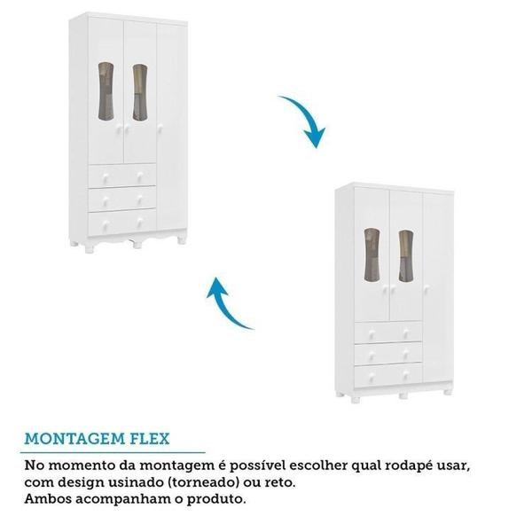 Quarto de Bebê com Guarda Roupas 3 Portas 3 Gavetas e Berço Espresso Móveis Branco Brilho Imagem de Quarto de Bebê com Guarda Roupas 3 Portas 3 Gavetas e Berço Espresso Móveis Branco Brilho