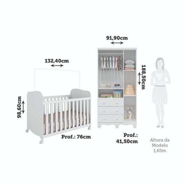 Quarto de Bebê com Guarda Roupas 3 Portas 3 Gavetas e Berço Espresso Móveis Branco Brilho Imagem de Quarto de Bebê com Guarda Roupas 3 Portas 3 Gavetas e Berço Espresso Móveis Branco Brilho
