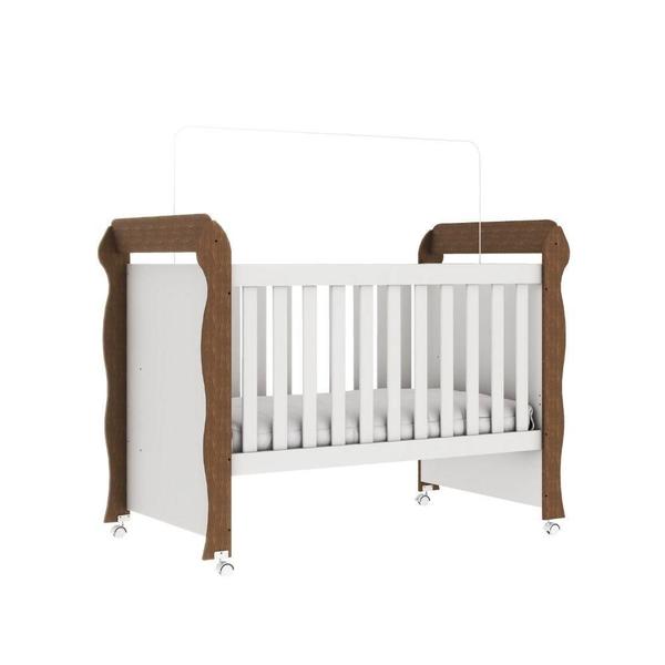 Imagem de Quarto de Bebê com Guarda-Roupas 4 Portas, Cômoda Fraldário e Berço Mini Cama Ariel Mirelle Espresso Branco Branco Brilho