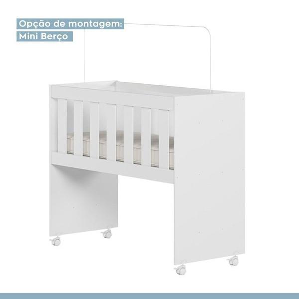 Imagem de Quarto de Bebê com Mini Berço com Colchão 5 em 1 Ariel e Cômoda de Bebê 100% Mdf 4 Gavetas Soft Life Branco