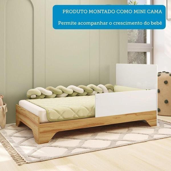 Imagem de Quarto de Bebê Cômoda 1 Porta com Janela e Berço Minicama 100% Mdf Ravy Espresso Móveis Branco Brilho/Amêndoa