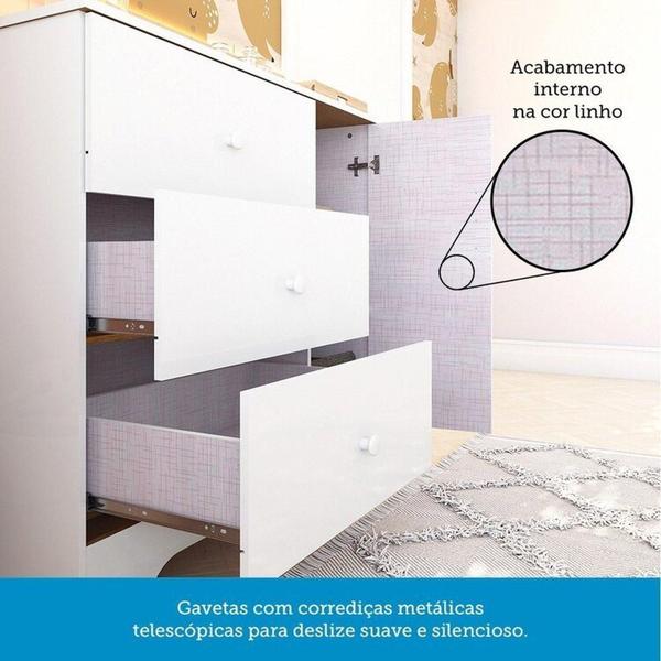 Imagem de Quarto de Bebê Cômoda 1 Porta e Berço Minicama 100% Mdf Ravy Espresso Móveis Branco Brilho