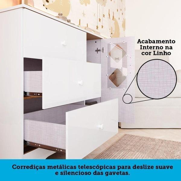 Imagem de Quarto de Bebê Cômoda com Janelas Losango e Berço Americano Cocada Yescasa Branco Brilho