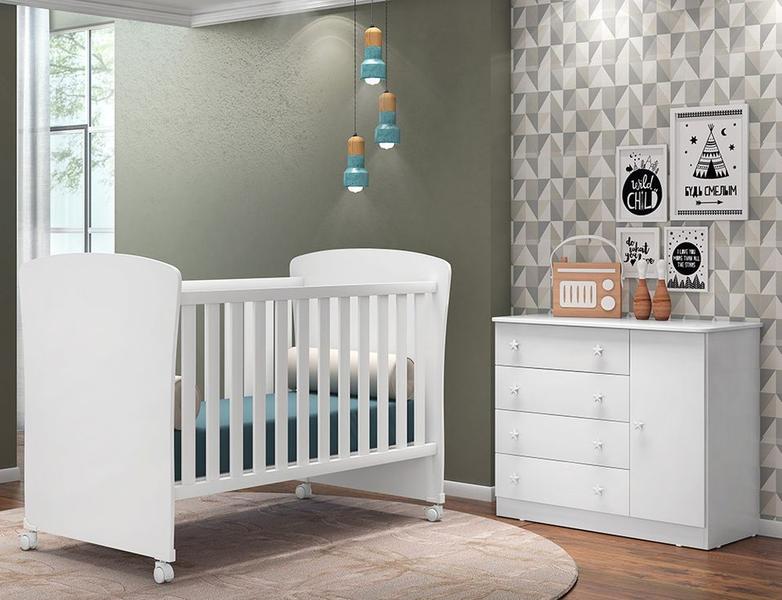 Imagem de Quarto De Bebê Cômoda e Berço Doce Sonho 4   Branco - Qmovi