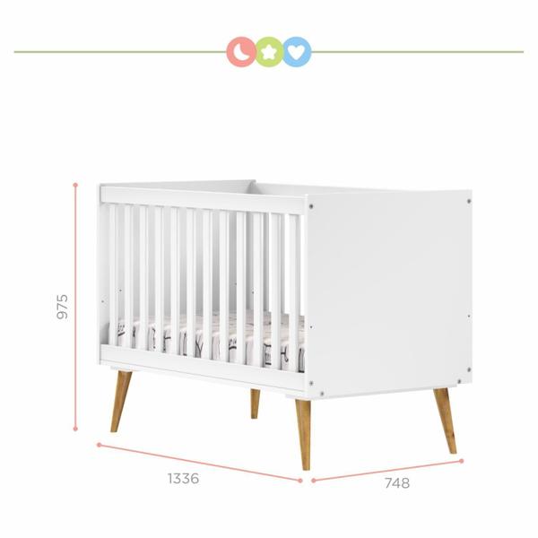 Imagem de Quarto de Bebê Completo 1 Berço com 1 Cômoda 3 Gavetas Caring Serpil Baby