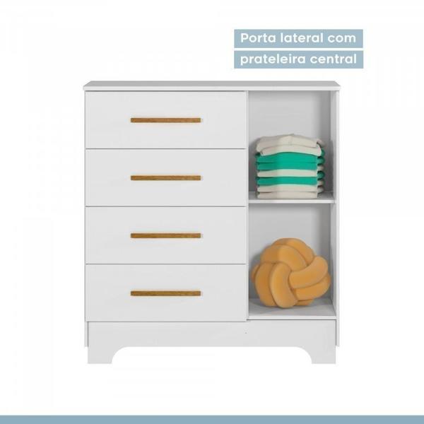 Imagem de Quarto de Bebê Completo 100% MDF 1 Berço Minicama com Colchão Life 1 Cômoda Fly Branco