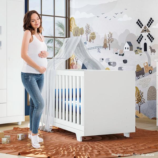 Imagem de Quarto de Bebê Completo 100% MDF com Cômoda Berço e Guarda Roupa 1 MDF Nina Branco