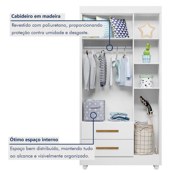 Imagem de Quarto de Bebê Completo 100% MDF com Cômoda Berço e Guarda Roupa 1 MDF Nina