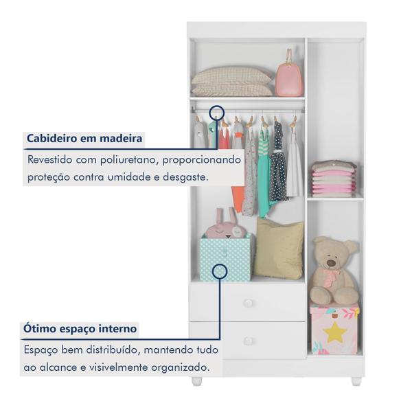 Imagem de Quarto de Bebê Completo 100% MDF com Guarda Roupa 3 Portas, Cômoda e Berço Mini Cama Life Espresso Móveis Branco