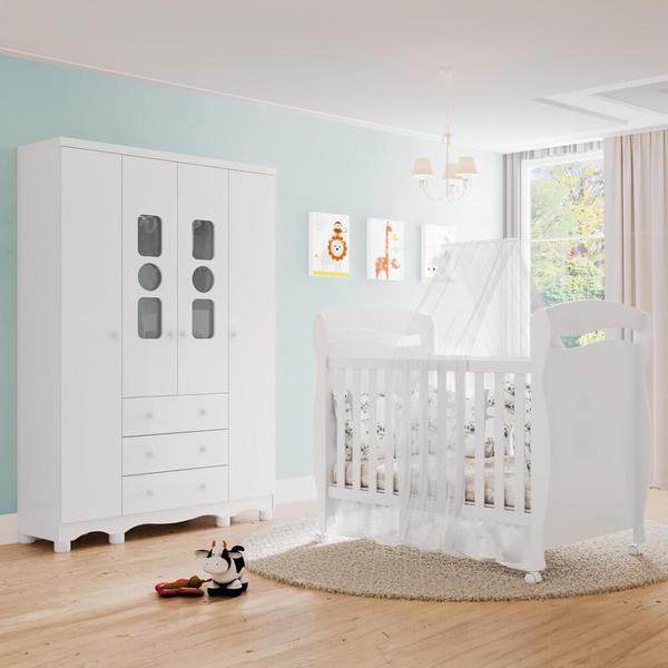 Imagem de Quarto de Bebê Completo 2 peças Peroba Tedy Júnior - Branco