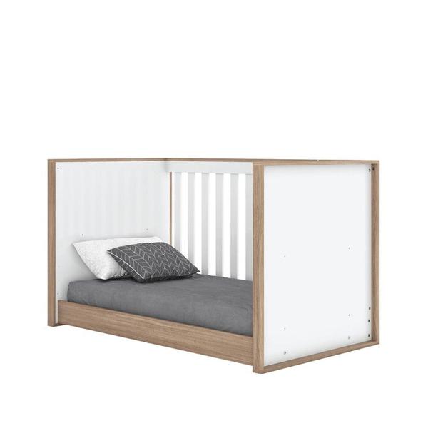 Imagem de Quarto de Bebê Completo Berço 3 em 1 com Guarda Roupa 4 Portas e Cômoda Retrô Theo Espresso Móveis Branco/Jequitibá HP