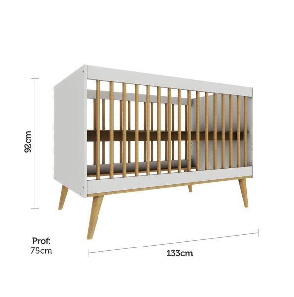 Imagem de Quarto de Bebê Completo Berço 3 em 1 Cômoda com Porta Fraldário Infantil Guarda Roupas 3 Portas Off White Carolina Baby