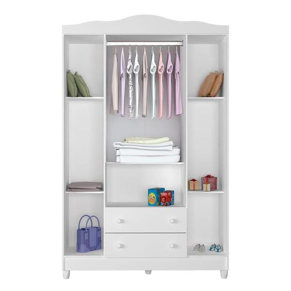 Imagem de Quarto de Bebê Completo Berço 3 em 1 Gabrielle Guarda Roupa 4 Portas Cômoda com Porta Fraldario Infantil Branco Carolina Baby