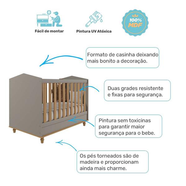 Imagem de Quarto De Bebê Completo Berço Americano E Cômoda Permobili Baby Fendi/Nature