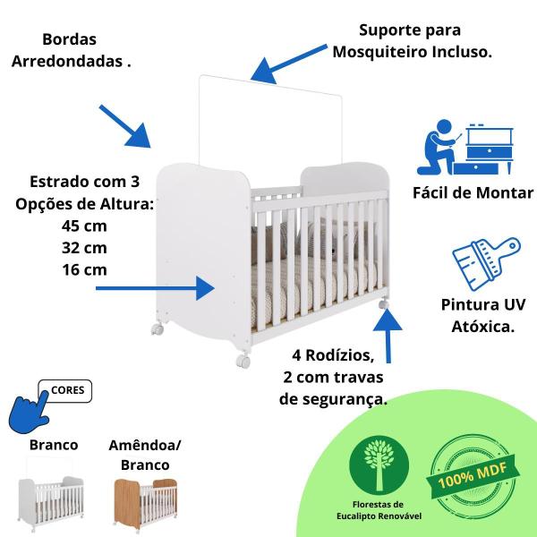 Imagem de Quarto de Bebê Completo Berço Americano Uli Guarda Roupa Uli 2 Portas Cômoda Uli Peroba