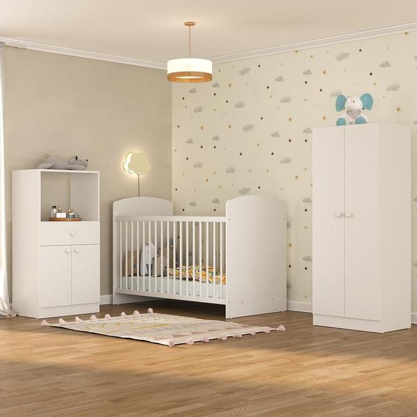 Imagem de Quarto de Bebê Completo Berço/Guarda-Roupa/Cômoda FG2869 Multimóveis Branco