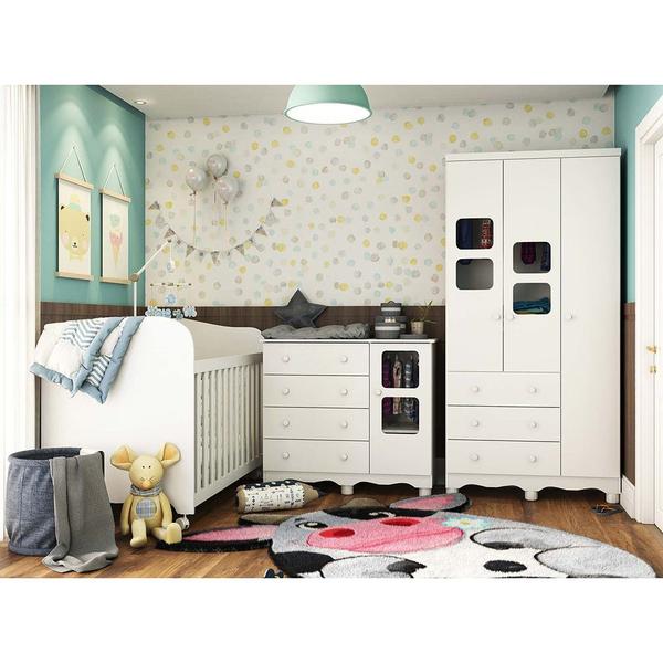 Imagem de Quarto De Bebê Completo Berço Guarda-Roupa e Cômoda Uli Móveis Peroba