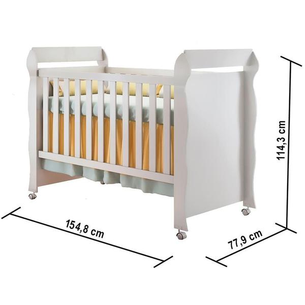 Imagem de Quarto de Bebê Completo Berço Mini Cama Guarda Roupa 4 Portas Cômoda com Porta Fraldario Infantil Branco Carolina Baby