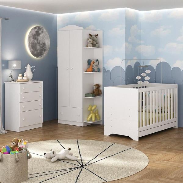 Imagem de Quarto de Bebê Completo com Berço 3 em 1 com Colchão Multimóveis MP4163