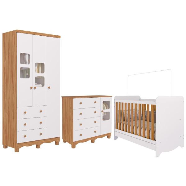 Quarto de Bebê Completo com Berço Americano Ben 3 Em 1 Guarda Roupa 3 Portas e Cômoda Uli 4 Gavetas 100%MDF Móveis Peroba Imagem de Quarto de Bebê Completo com Berço Americano Ben 3 Em 1 Guarda Roupa 3 Portas e Cômoda Uli 4 Gavetas 100%MDF Móveis Peroba