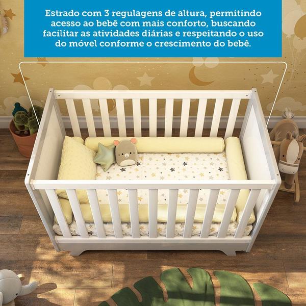 Imagem de Quarto de Bebê Completo com Berço Cômoda e Guarda Roupa com Janela em Acrílico 100% MDF Jolie retrô