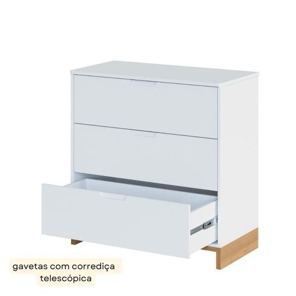 Imagem de Quarto de Bebê Completo com Berço, Cômoda e Guarda-roupa Cubo Branco/Plátano