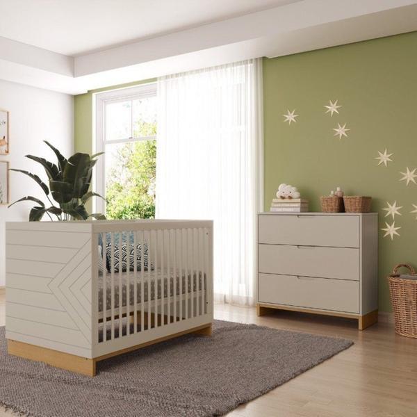 Imagem de Quarto de Bebê Completo com Berço, Cômoda e Guarda-roupa Cubo