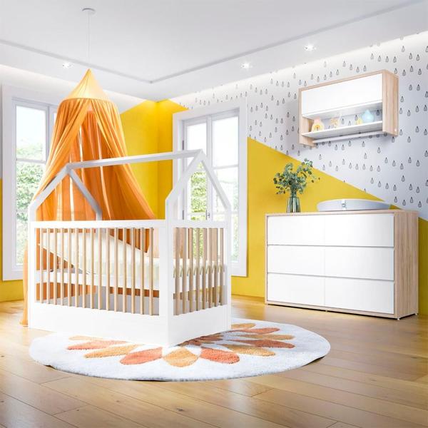 Imagem de Quarto De Bebê Completo Com Berço Montessoriano E Cômoda