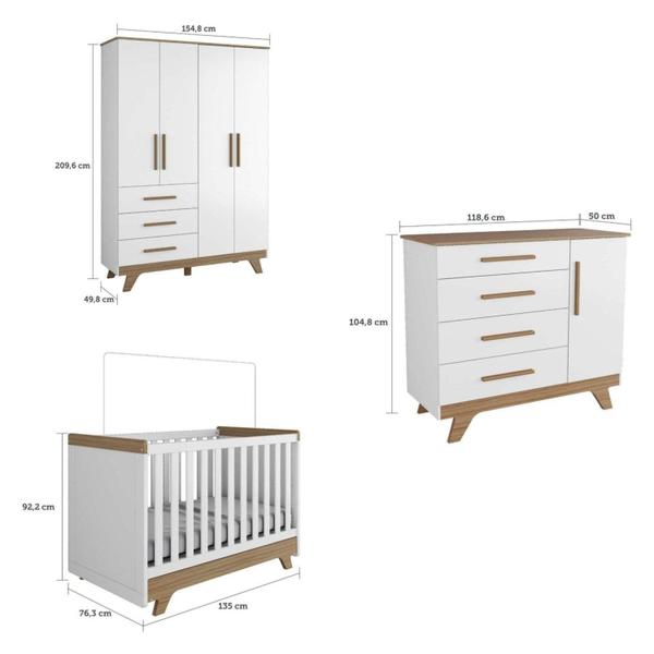 Quarto de Bebê Completo com Cômoda Berço e Guarda Roupa 100% MDF Retrô Kakau Espresso Móveis Imagem de Quarto de Bebê Completo com Cômoda Berço e Guarda Roupa 100% MDF Retrô Kakau Espresso Móveis