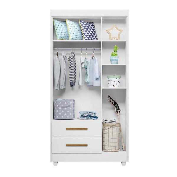 Imagem de Quarto de Bebê Completo com Cômoda, Berço e Guarda Roupas Mia Branco