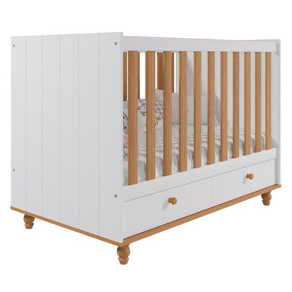 Imagem de Quarto de Bebê Completo com Cômoda Guarda Roupa com Nicho e Berço 100% MDF Permóbili Baby Branco/Nature