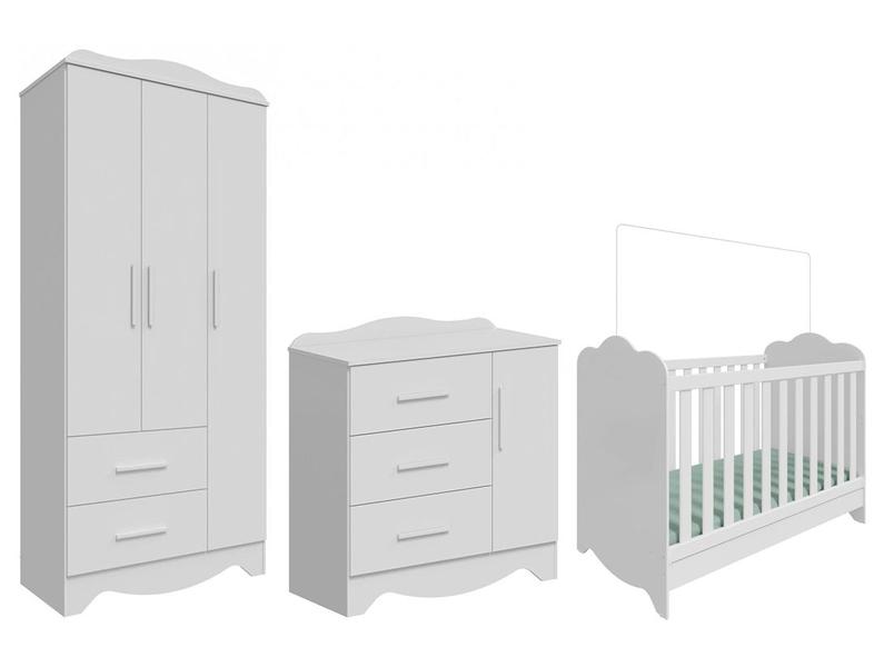 Quarto de Bebê Completo com Guarda-roupa - Berço e Cômoda Moveis Peroba Harmonia Quarto de Bebê Completo com Guarda-roupa - Berço e Cômoda Moveis Peroba Harmonia