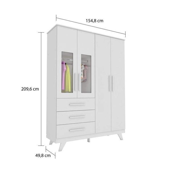 Imagem de Quarto de Bebê Completo com Guarda Roupa com Janela Cômoda e Berço Kakau Espresso Móveis Branco Brilho