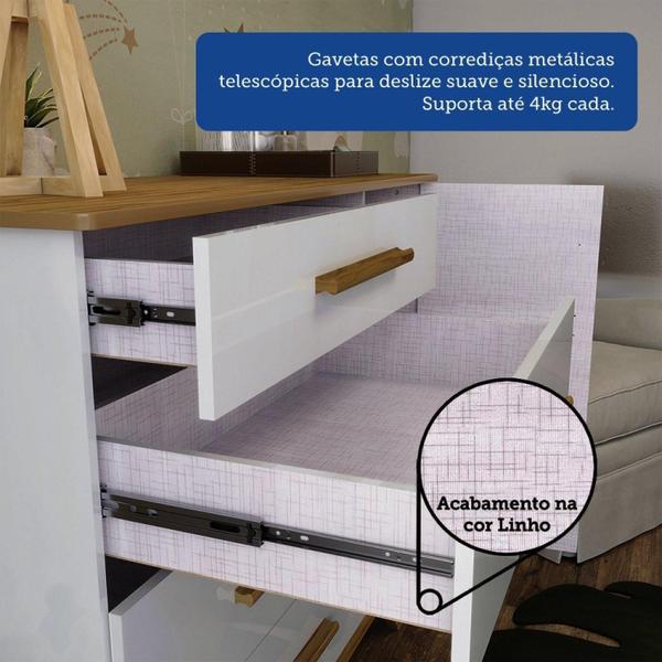 Imagem de Quarto de Bebê Completo com Guarda Roupa Cômoda e Berço 100% MDF Jolie Retrô Espresso Móveis Branco Brilho/Amêndoa