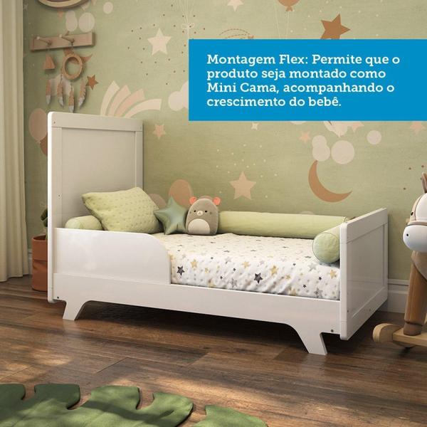 Imagem de Quarto de Bebê Completo com Guarda Roupa Cômoda e Berço 100% MDF Kakau Retrô Espresso Móveis Branco