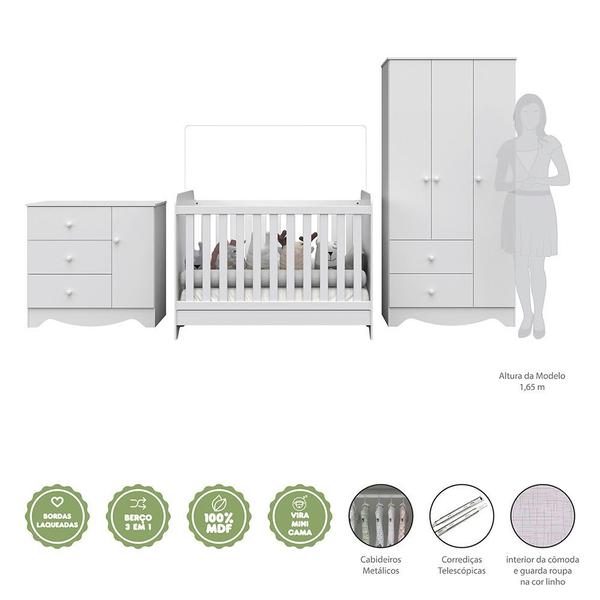Quarto de Bebê Completo com Guarda Roupa Cômoda e Berço Americano 3 em 1 Pirueta Espresso Móveis Imagem de Quarto de Bebê Completo com Guarda Roupa Cômoda e Berço Americano 3 em 1 Pirueta Espresso Móveis