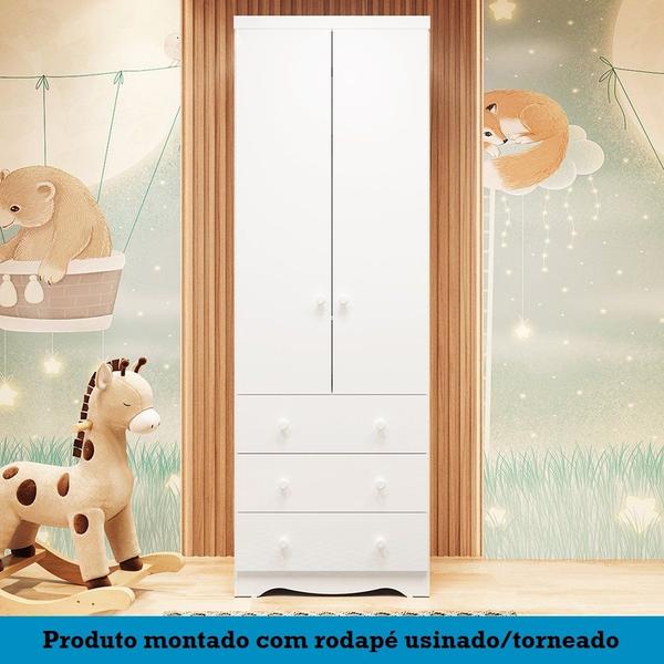 Imagem de Quarto de Bebê Completo com Guarda Roupa Smim Cômoda Mimo e Berço Uli